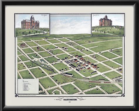 Hartington, Nebraska 1855 (Color) Restored Map | Vintage City Maps