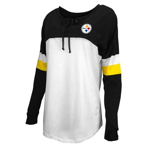 New Era Women S Nfl Steelers Brushed Long Sleeve Tee With Lacing Women S Tees Nfl Shop