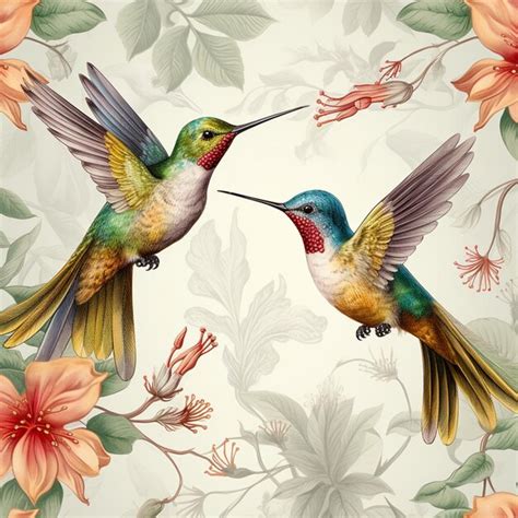 Premium Ai Image There Are Two Hummingbirds Flying Next To Each Other