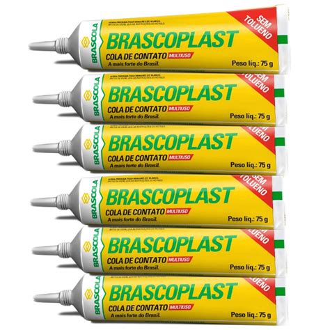 Kit 6 Cola De Contato Brascoplast Sem Tolueno Brascola Universal Mais