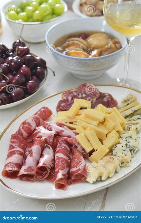 Cheese ham platter stock image. Image of party, glass - 227371559