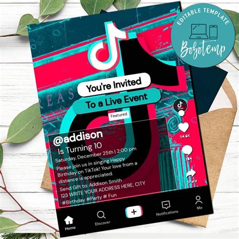 Tiktok Birthday Invitation Template