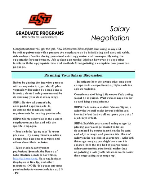 Fillable Online Medicine Okstate How To Negotiate Salary With Scripts