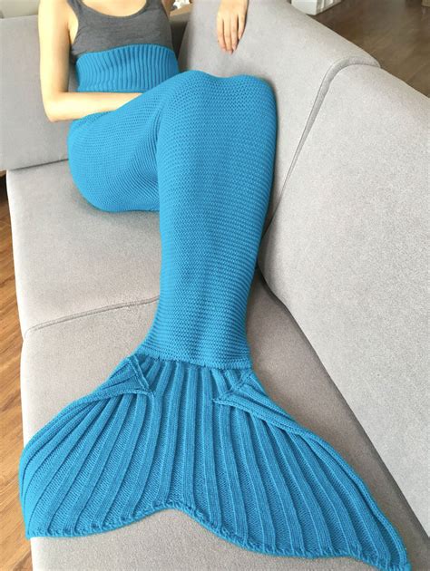 [32% OFF] 2020 High Quality Solid Color Knitted Mermaid Tail Design Blankets For Adult In LIGHT ...