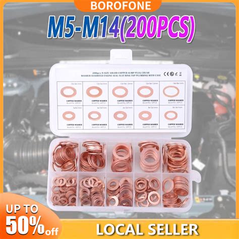 Pcs M M Copper Washer Kit Sealing Solid Gasket Sump Plug Oil For