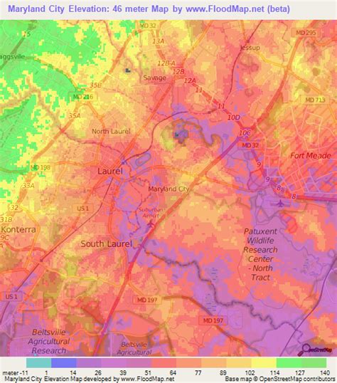 Elevation of Maryland City,US Elevation Map, Topography, Contour