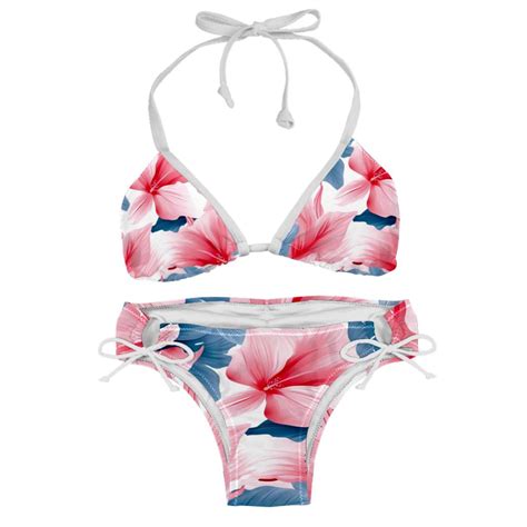 Fragmented Flowers Detachable Sponge Adjustable Strap Bikini Set Two