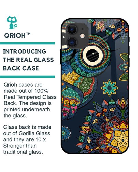 Buy Owl Art Printed Premium Glass Cover For IPhone 12 Impact Resistant