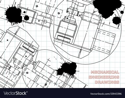 Mechanical engineering drawing blueprints Vector Image