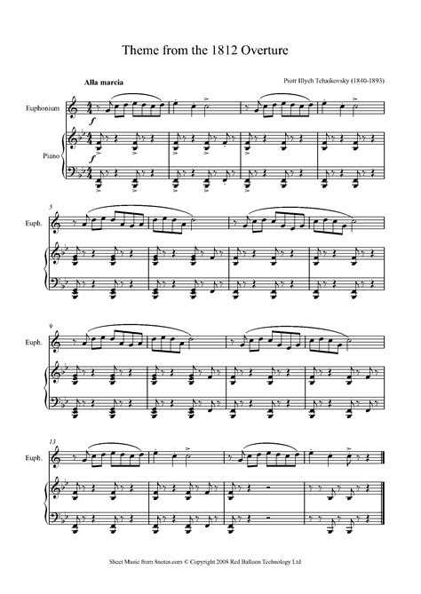 Tchaikovsky Theme From The 1812 Overture Sheet Music For Baritone