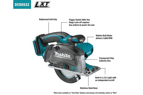 Makita Product Details DCS552Z 18V LXT 136mm 5 ⅜ Metal Cutter