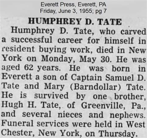 Humphrey Dillion Tate 1883 1955 Find A Grave Memorial