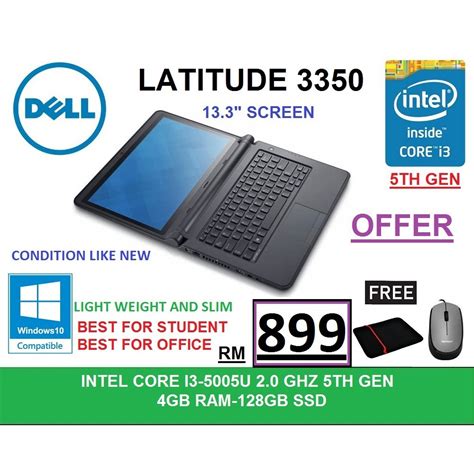 LAPTOP DELL LATITUDE 3350 CORE I3 5TH GEN 4GB RAM 128GB SSD Shopee