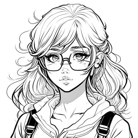 Premium AI Image | anime girl coloring page