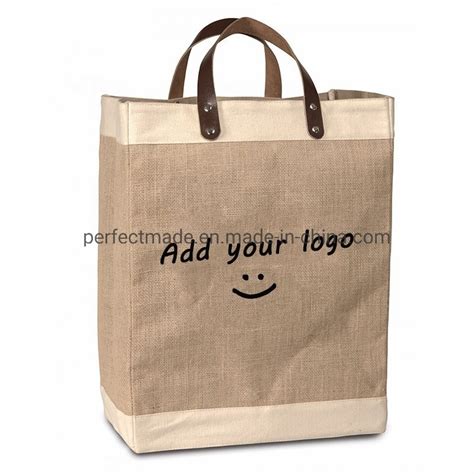 Wholesale Jute Tote Bags With Leather Handles Jute Bag And Shopping