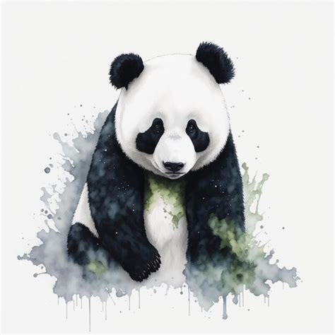 Aquarela De Urso Panda Isolada No Fundo Branco Vetor Premium