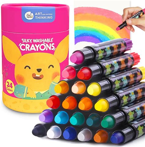 JARMELO Jar Melo Silky Crayons 24 Colors Washable Rotating Non Toxic 3