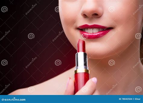 The Woman With Red Lipstick In Beauty Concept Stock Photo Image Of