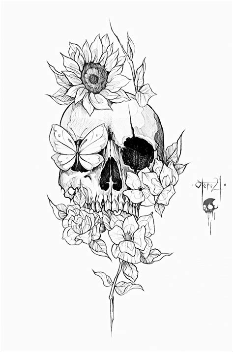 Feminine Skull Tattoos Floral Skull Tattoos Skull Butterfly Tattoo