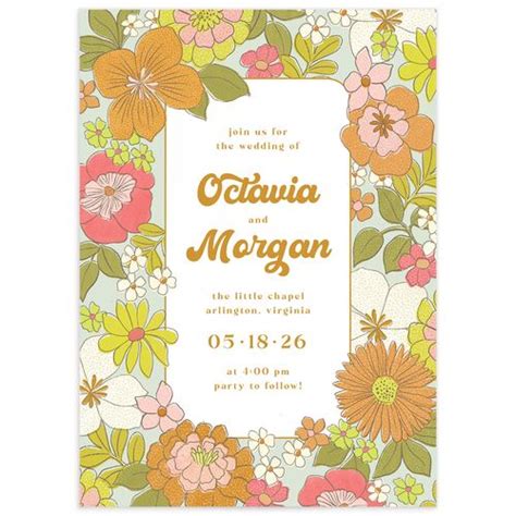 Groovy Blooms Save The Date Postcards