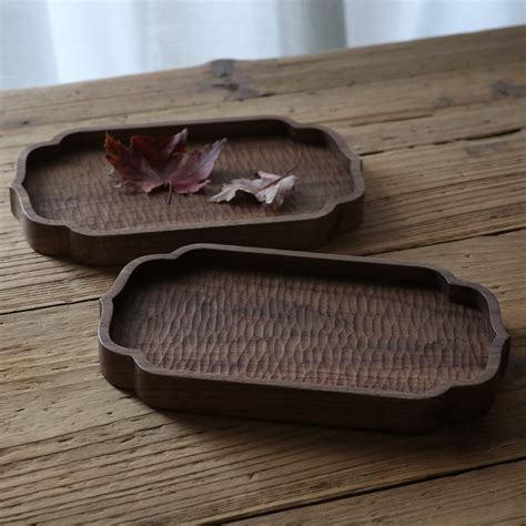 Hand Carved Wood Plates Tray Handmade Black Walnut Wooden Etsy