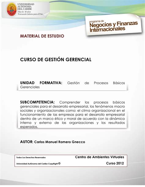 Unidad Gestiongeneral Material De Estudio Curso De Gestin