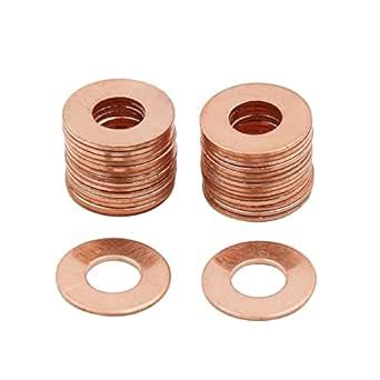 X AUTOHAUX 30pcs 8mm Inner Dia Copper Washers Flat Sealing Gaskets Ring