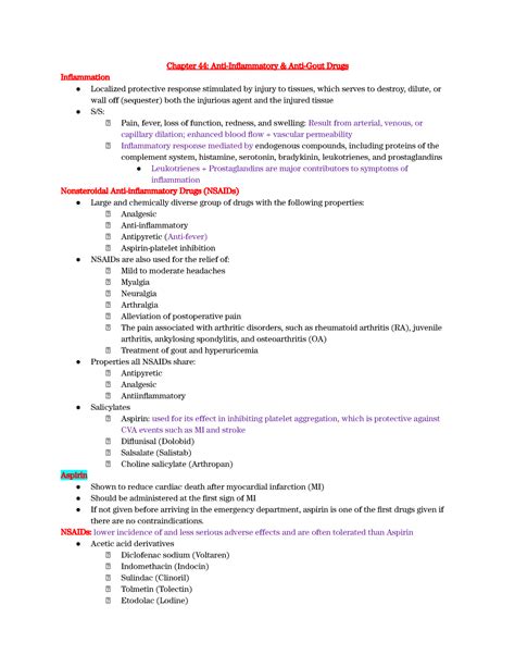 Chapter Anti Inflammaotry And Anti Gout Chapter Anti