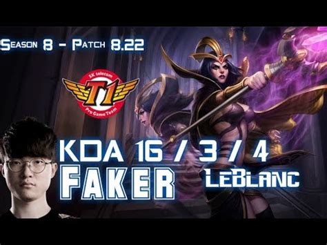 SKT T1 Faker LEBLANC Vs JARVAN IV Mid Patch 8 22 KR Ranked YouTube