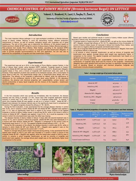 PDF CHEMICAL CONTROL OF DOWNY MILDEW Bremia Lactucae Regel ON LETTUCE