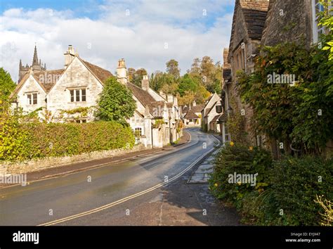 Attractive Stone Cottages In Castle Combe Wiltshire England Uk