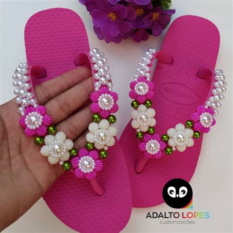 Chinelo Bordado P Rolas Sandalias Decoradas Artesan A De