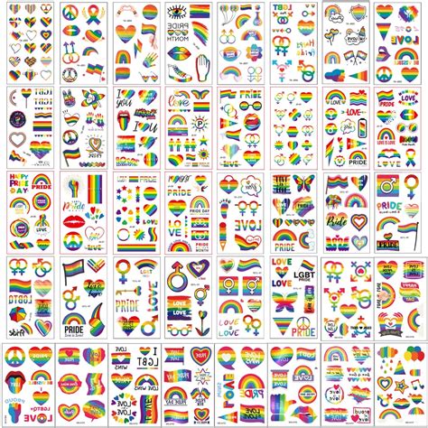 Meplum Pride Tattoos Temporary 40 Sheets 330 Pcs Pride Month Temporary Rainbow