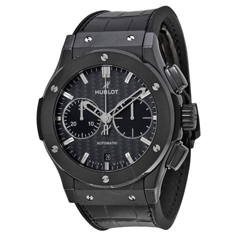 Hublot Classic Fusion Chronograph Automatic Black Carbon Fiber Dial Black Rubber Men S Watch 521