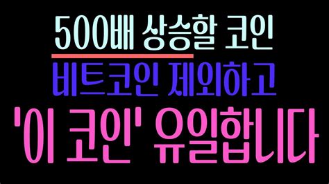 500배 상승할 코인 비트코인 제외하고 이 코인 유일합니다 비트코인 비트코인캐시 암호화폐 이더리움 도지코인 코인