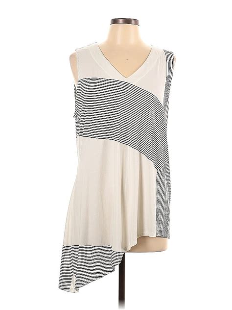 Yansi Fugel Color Block Stripes Multi Color Ivory Sleeveless Blouse