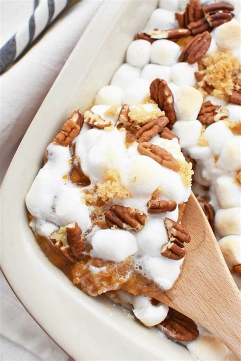 Sweet Potato Casserole With Marshmallows And Pecans Sizzling Eats