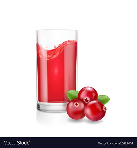 Glass Of Cranberry Juice With Realistic Royalty Free Vector