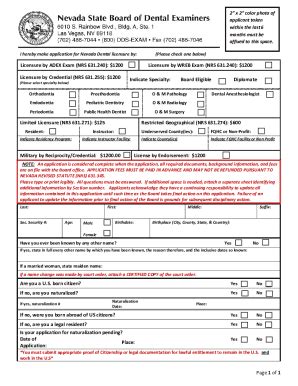 Fillable Online Dental Licensure Requirements By State Fax Email Print