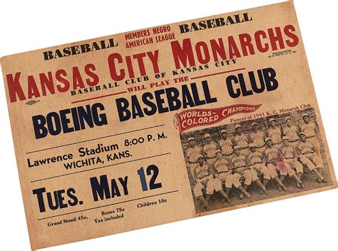 1941 World Colored Champions Kansas City Monarchs Advertising Poster