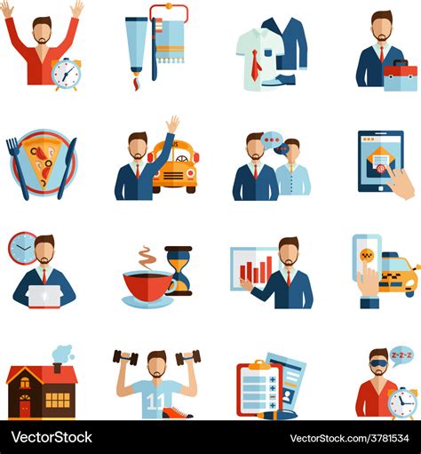 Man daily routine icons Royalty Free Vector Image