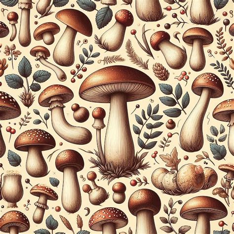 Premium PSD Mushroom Background Seamless Pattern