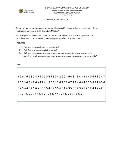 Ejercicio Ejemplo Tabla Frecuencia Universidad Autnoma Del Estado