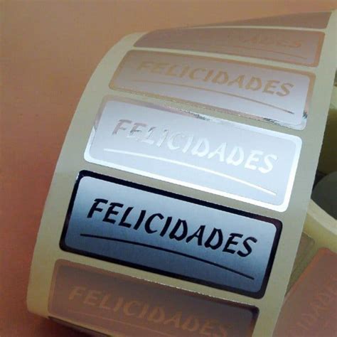 500 Etiquetas Adhesivas Felicidades En Color Plata Tubolsaes