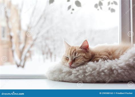 A Cat is Sleeping on a Fluffy Blanket. Stock Image - Image of animals ...