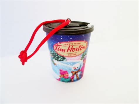 Tim Hortons 2013 Coffee Cup Winter Hockey Scene Christmas Ornament