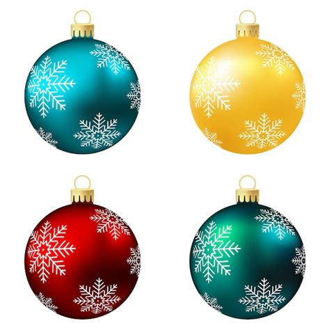 Premium Vector Set Of Aqua Yellow Red And Green Christmas Tree Toy Or