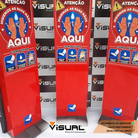 Totem Lcool Em Gel Dispensador Visual Placas E Comunica O