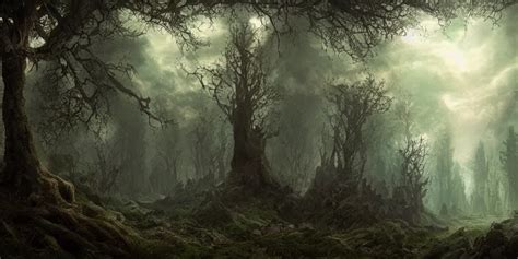 Beautiful Matte Painting Of A Fantasy Dark Forest Stable Diffusion