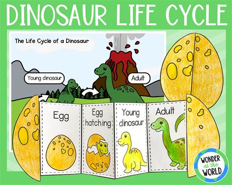 Life cycle of a dinosaur foldable activity for kids dinosaur Etsy México